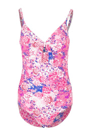 Product shot of the Tie Front Dd/E One Piece in colour Pink (Pink), from the front