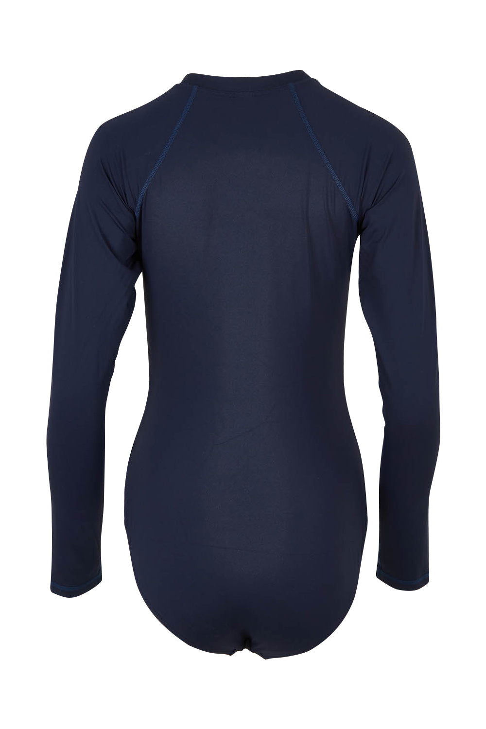 Product shot of the Long Sleeved Multifit One Piece in colour Nightsky (Blue), from the back