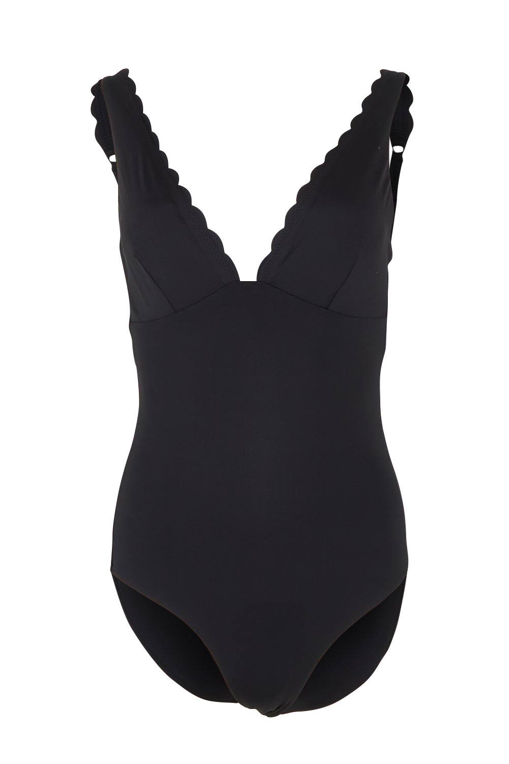 Product shot of the Longline Tri One Piece in colour Black (Black), from the front