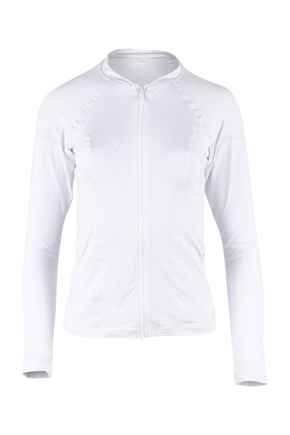 Product shot of the Long Sleeved Rash Vest in colour White (White), from the front