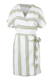 Product shot of the Dawn Wrap Dress in colour NeonDawn (White), from the front