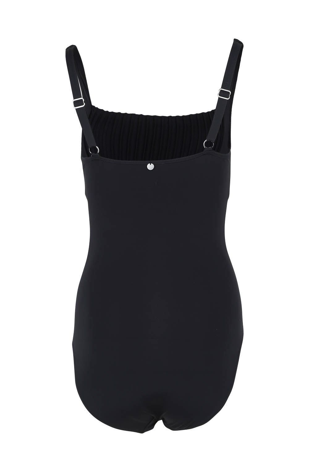 Product shot of the Basix Dd/E Square Neck One Piece in colour Black (Black), from the back
