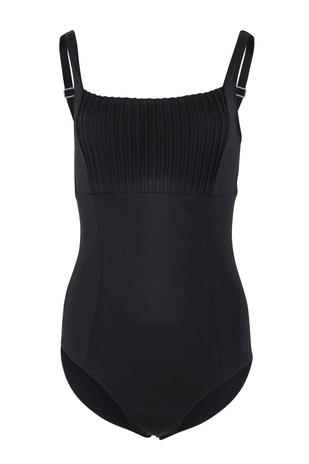 Product shot of the Basix Dd/E Square Neck One Piece in colour Black (Black), from the front