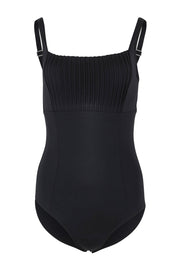 Product shot of the Basix Dd/E Square Neck One Piece in colour Black (Black), from the front