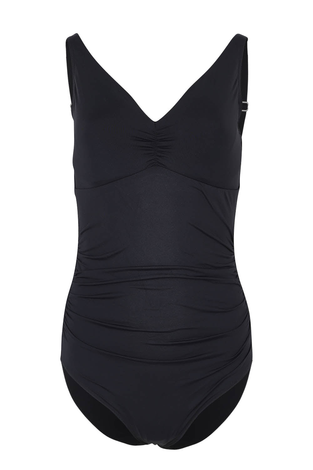 Product shot of the Basix E/F Minimiser One Piece in colour Black (Black), from the front