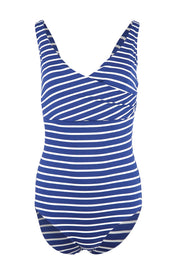 Product shot of the Santorini DD/E Twist Minimiser One Piece in colour Ink (Blue), from the front
