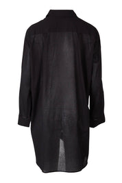 Product shot of the Basix Classic Painters Shirt in colour Black (Black), from the back