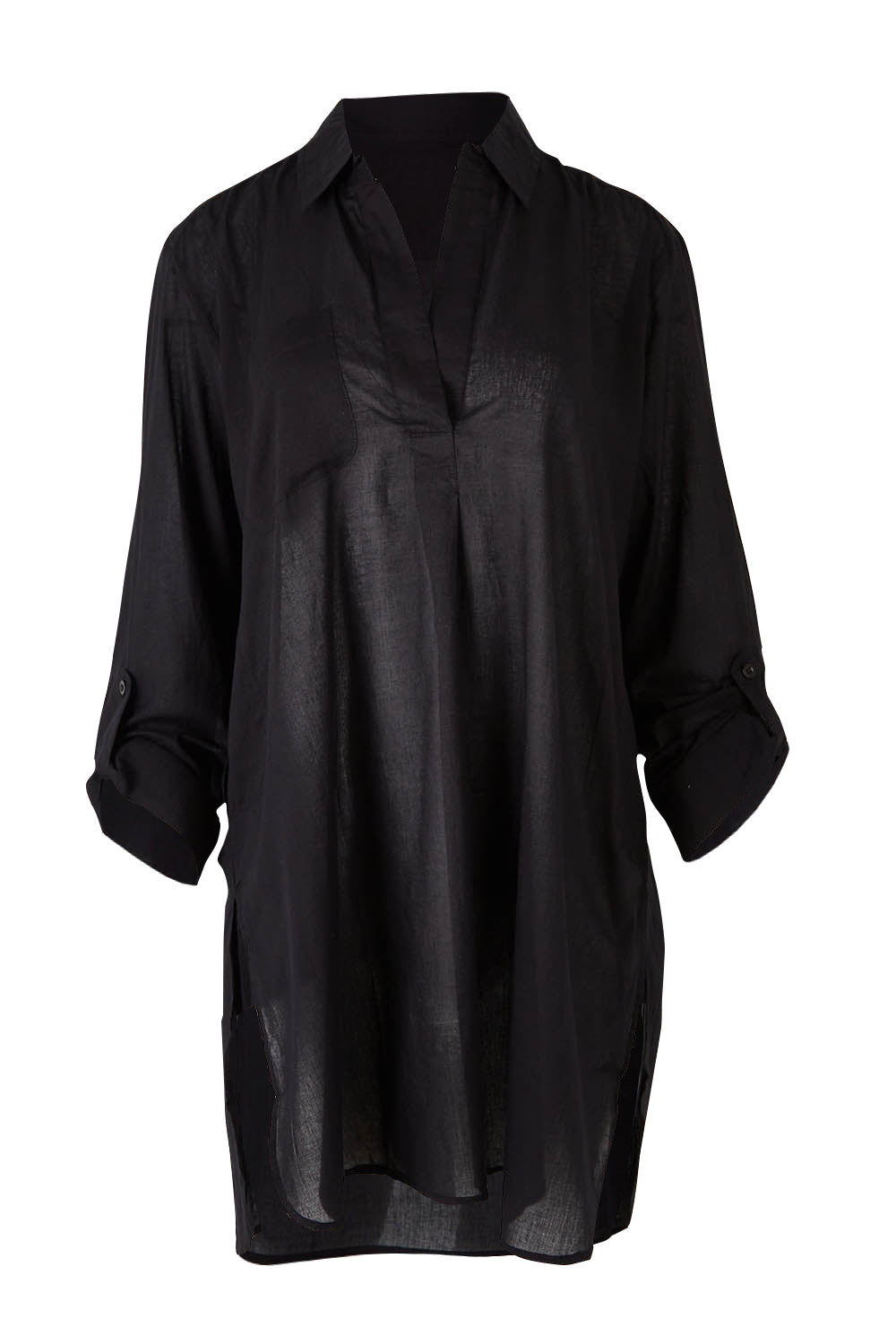 Product shot of the Basix Classic Painters Shirt in colour Black (Black), detail