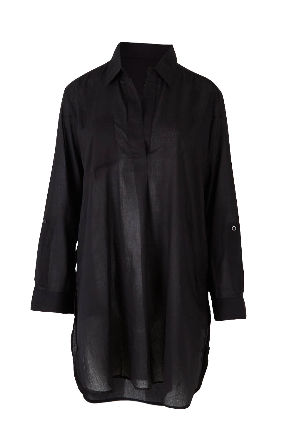 Product shot of the Basix Classic Painters Shirt in colour Black (Black), from the front