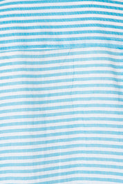 Product shot of the Summer Stripe Painters Shirt in colour Teal (Green), detail