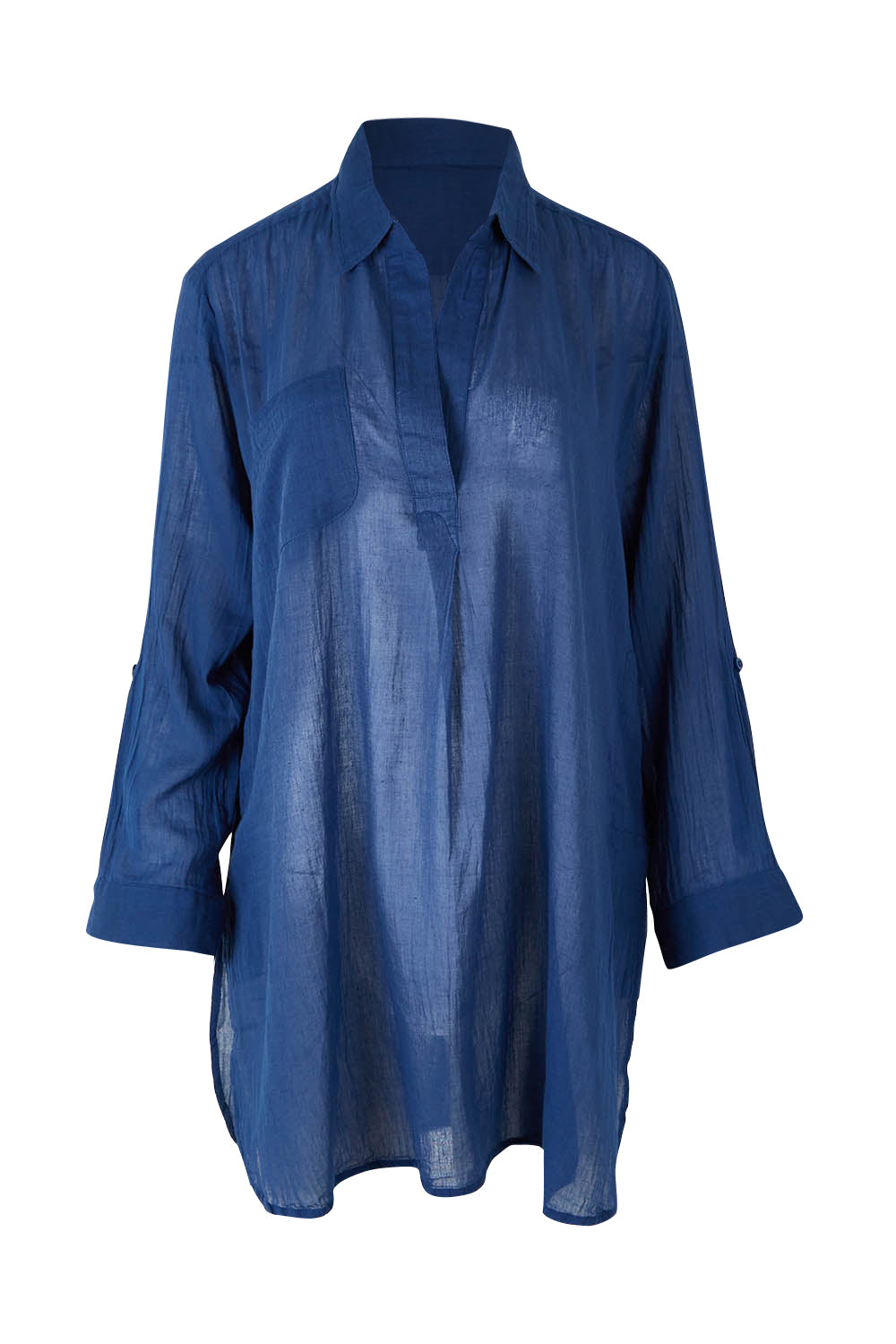 Product shot of the Resort Painters Shirt in colour Denim (Blue), from the front