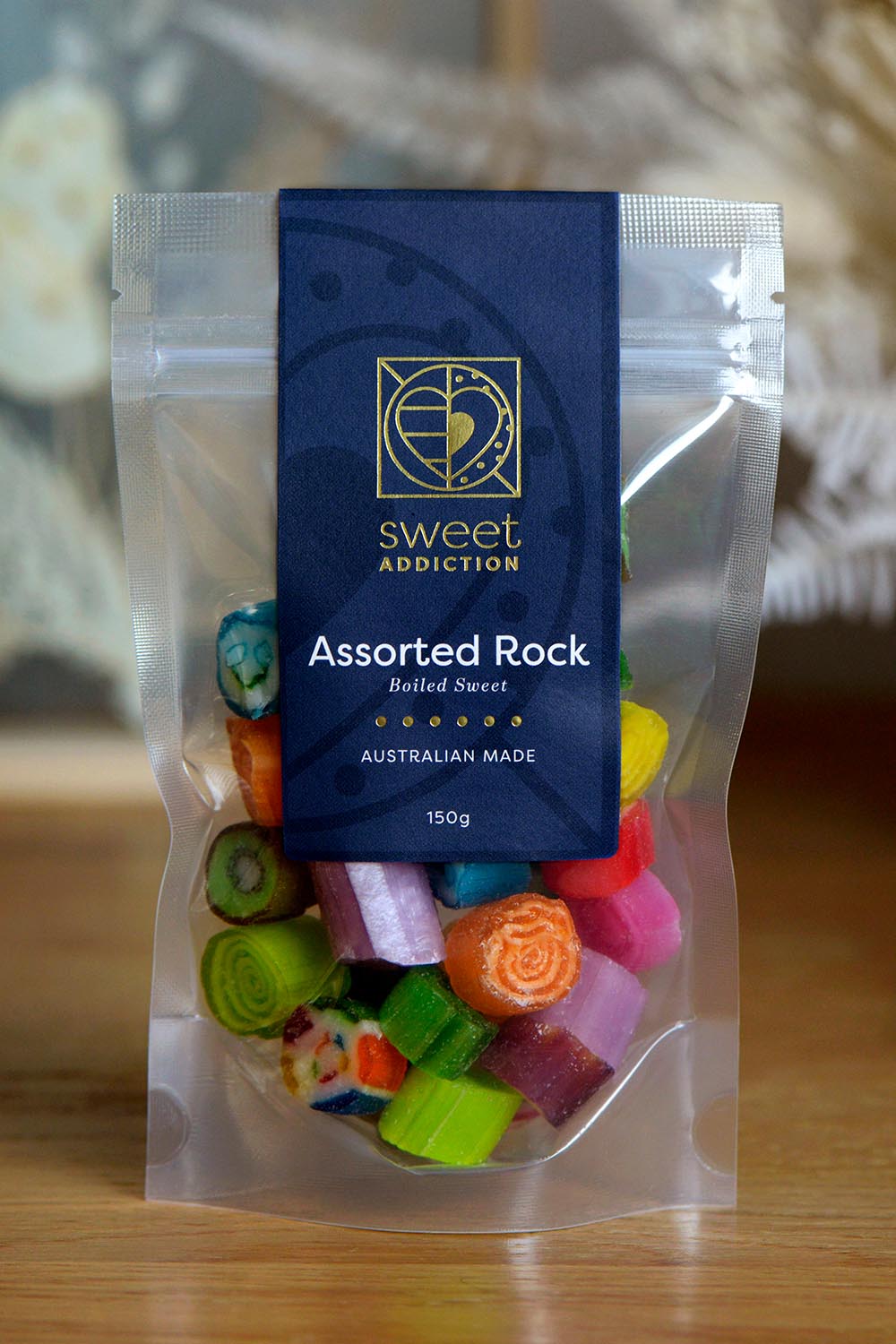 Product shot of the 150g Assorted Rock Boiled Sweet - Assorted in colour Assorted, from the front