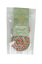 Product shot of the 120G Milk Chocolate Big Speckles in colour Speckles, detail