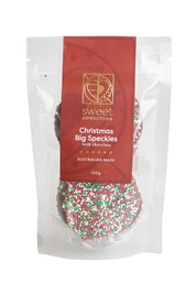 Product shot of the Red Label 120g Christmas Big Speckles - Specklegreenred in colour Specklegreenred, from the front