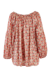 Product shot of the Aquarius Top in colour Poppyfield (Pink), from the back
