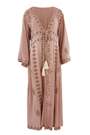 Product shot of the Lorenzo Cape in colour RoseSmoke (Pink), from the front