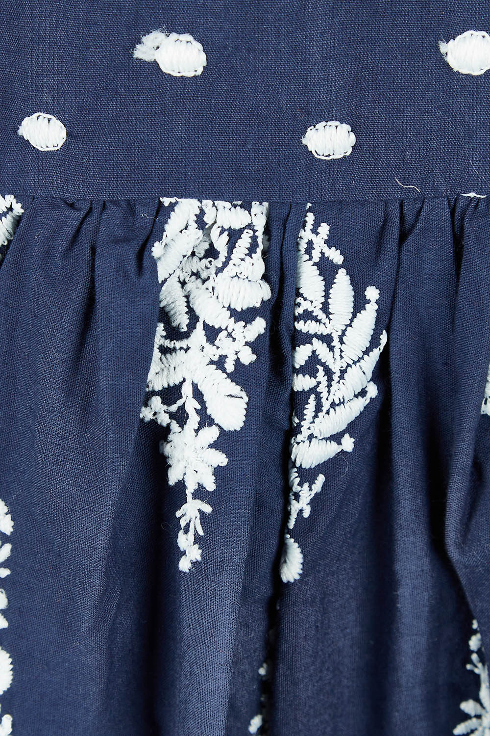 Product shot of the Gaia Dress in colour Navy (Blue), detail