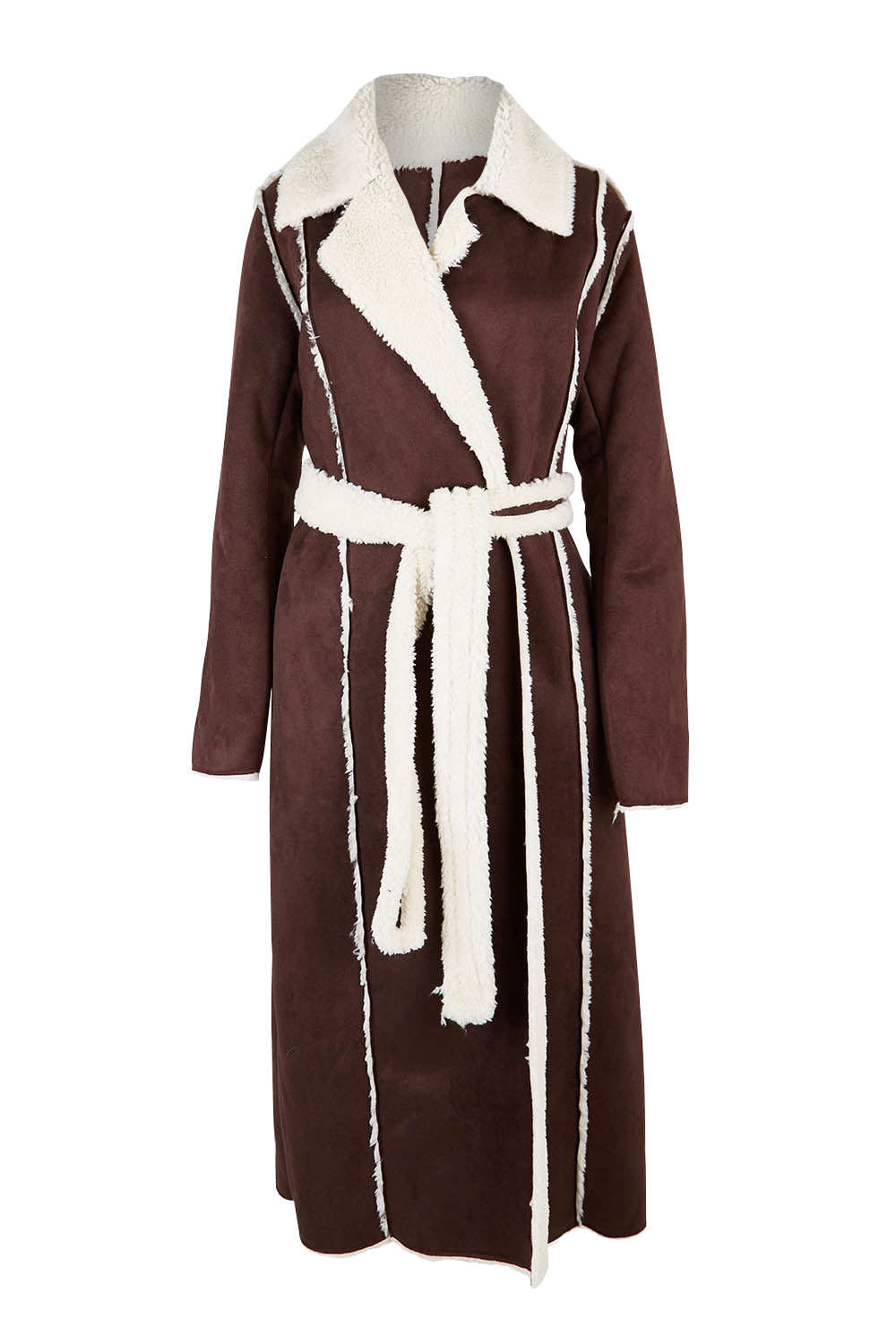 Product shot of the Sterling Coat in colour Chocolate, from the front