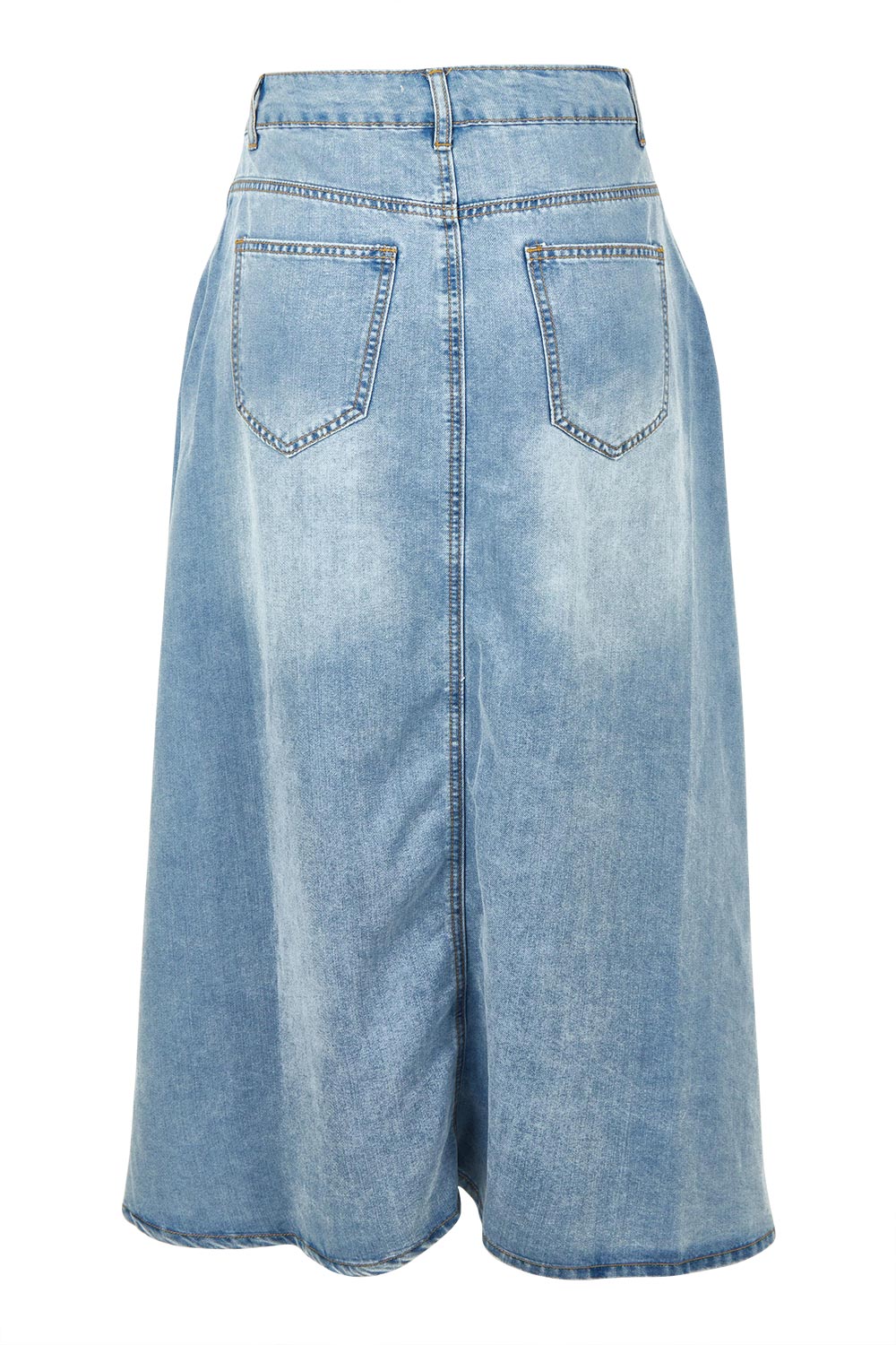 Product shot of the Austin Skirt in colour Lightblue (Blue), from the back