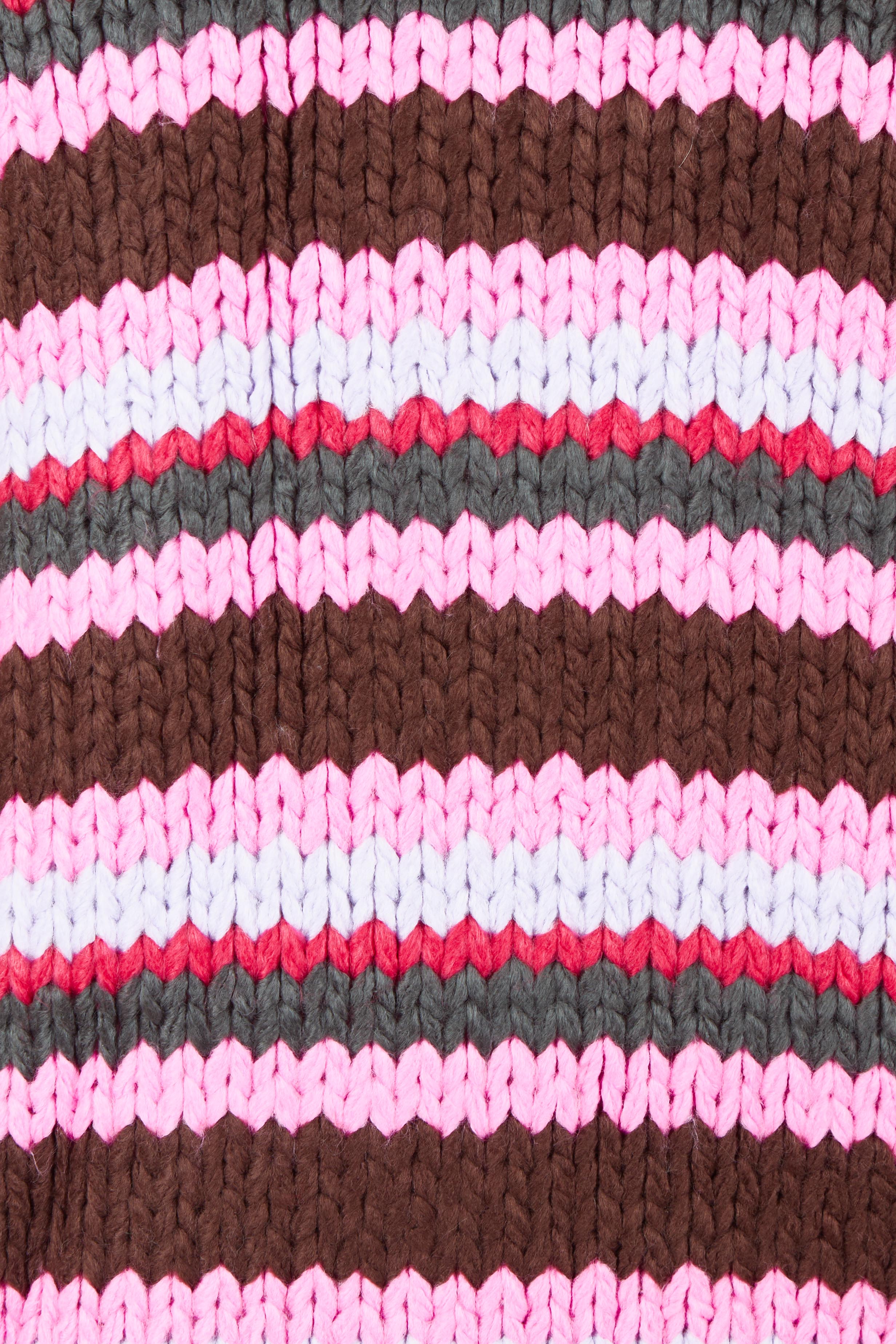 Product shot of the All Sorts Knit in colour Lilacstrip, detail