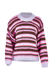 Product shot of the All Sorts Knit in colour Lilacstrip, from the front