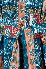 Product shot of the Castella Cotton Dress in colour Sicilian (Blue), detail