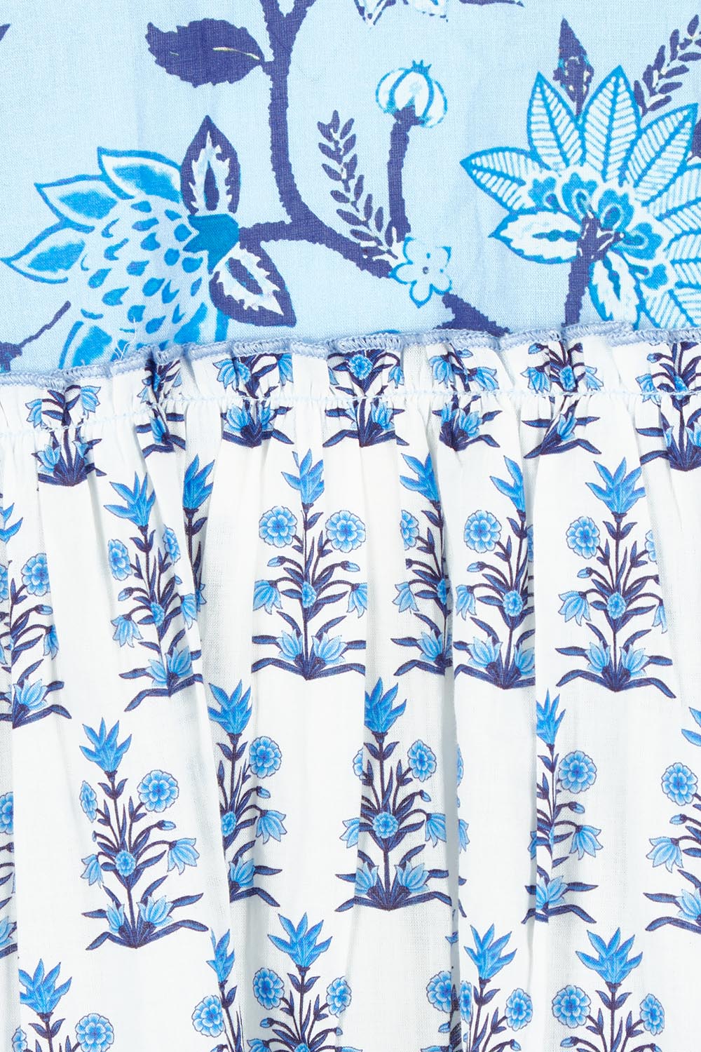 Product shot of the Lucky Charm Cotton Dress in colour Blueberry (Blue), detail