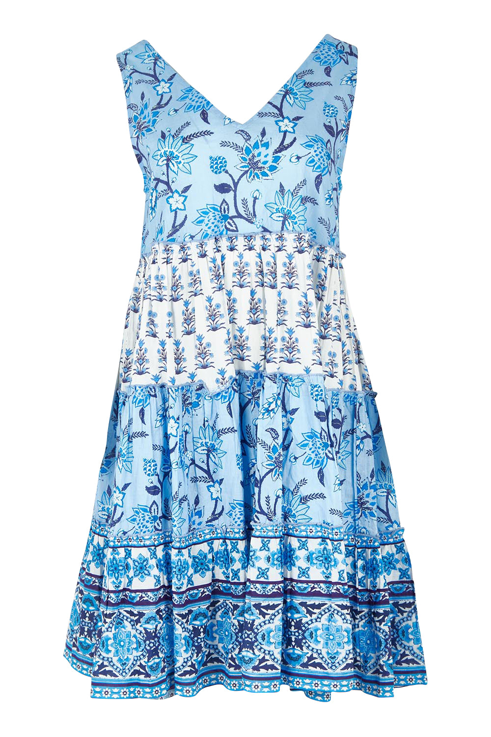 Product shot of the Lucky Charm Cotton Dress in colour Blueberry (Blue), from the front