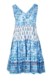 Product shot of the Lucky Charm Cotton Dress in colour Blueberry (Blue), from the front