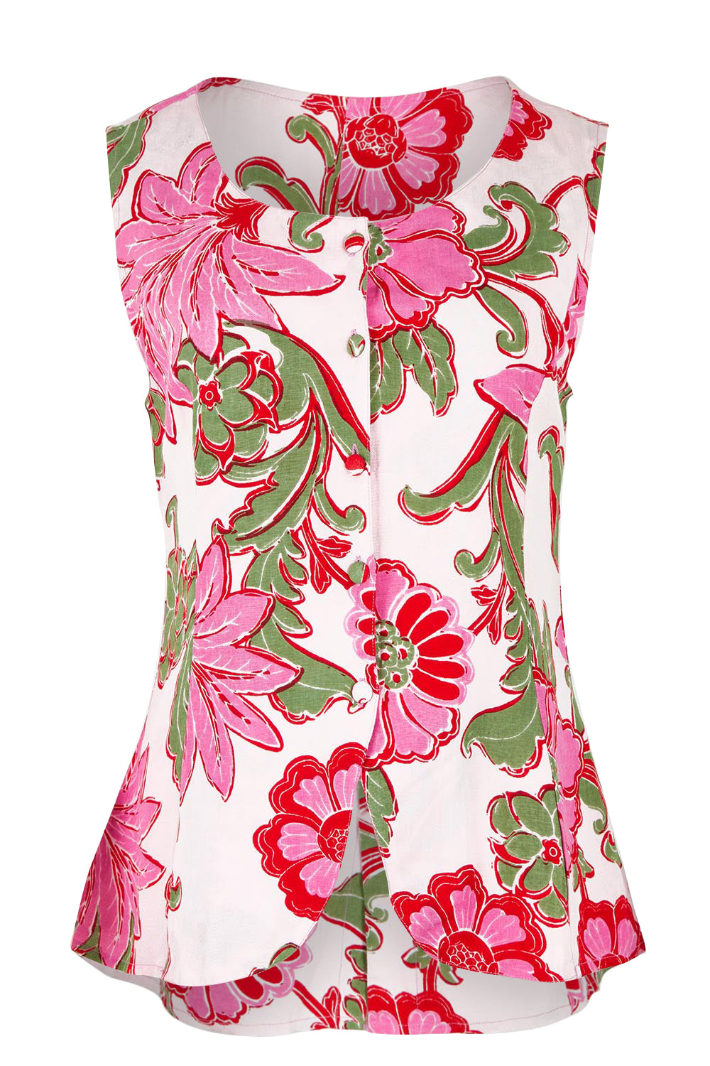 Product shot of the Chester Linen Blend Waist Coat in colour Pinkibiza, from the front