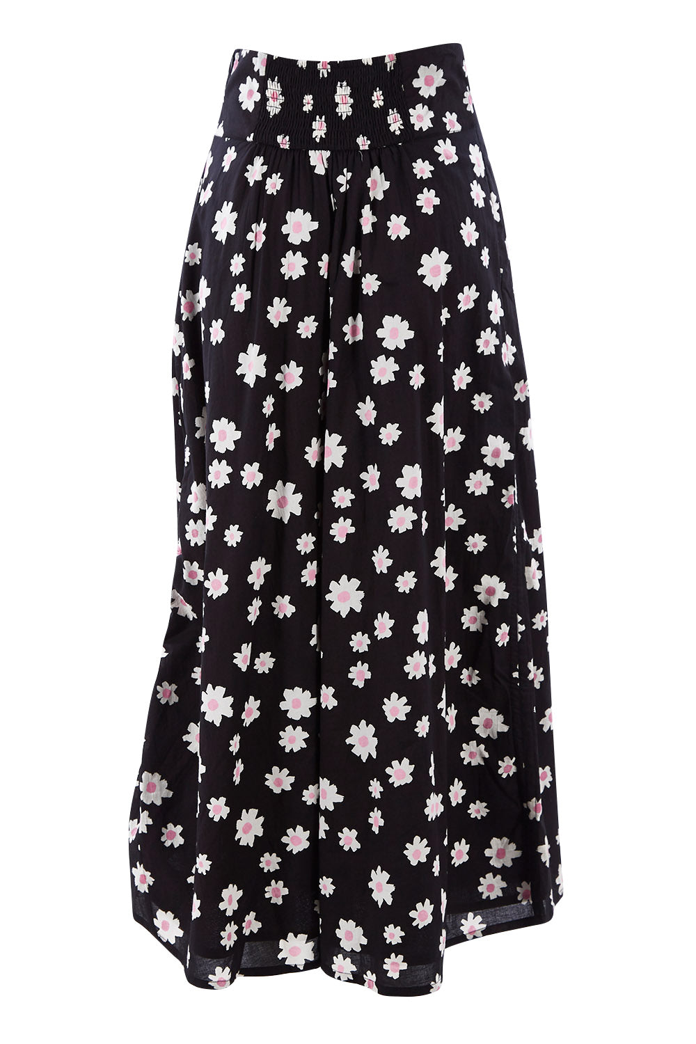 Product shot of the Rosie Maxi Skirt in colour Daisychain (Black), from the back