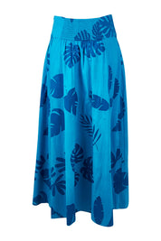 Product shot of the Rosie Maxi Skirt in colour Palm (Blue), from the back