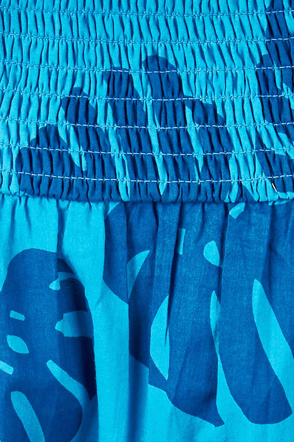 Product shot of the Rosie Maxi Skirt in colour Palm (Blue), detail