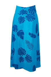 Product shot of the Rosie Maxi Skirt in colour Palm (Blue), from the front