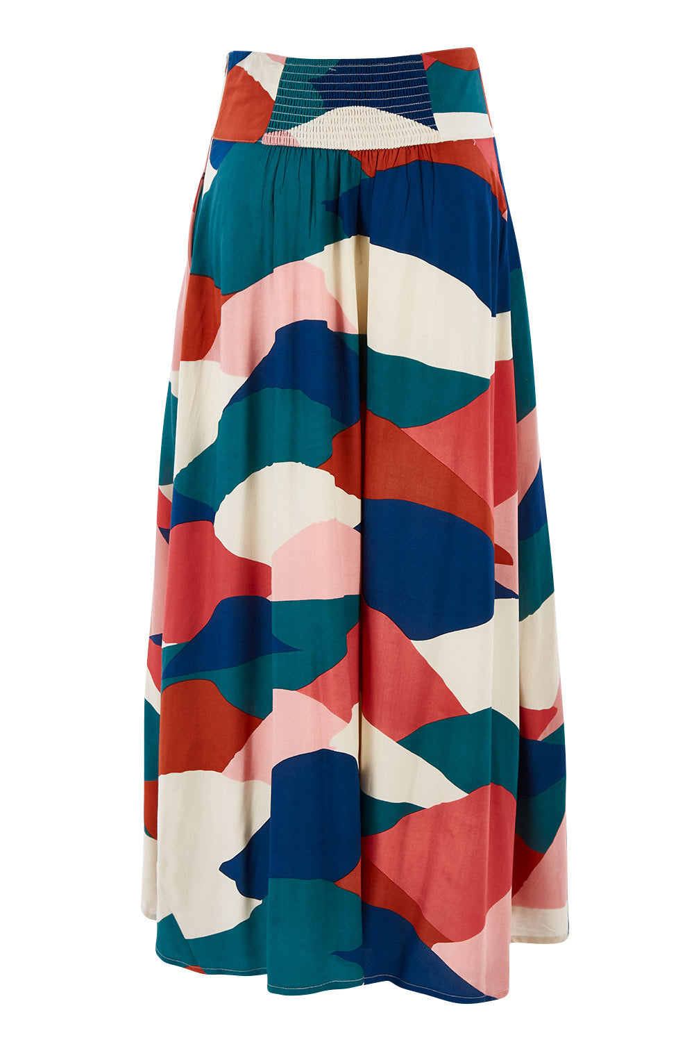 Product shot of the Rosie Maxi Skirt in colour Horizon (Pink), from the back