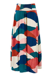 Product shot of the Rosie Maxi Skirt in colour Horizon (Pink), from the back