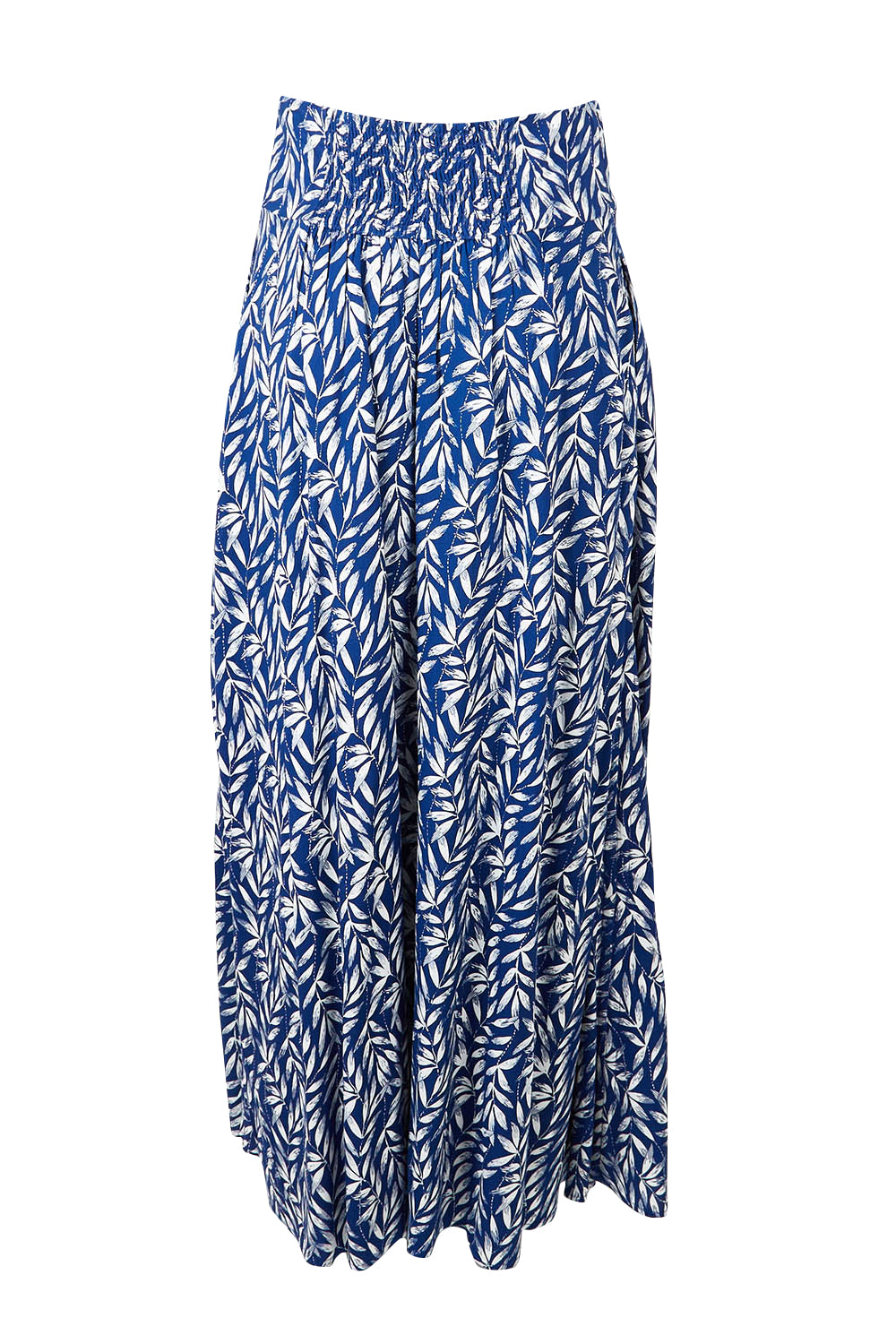 Product shot of the Rosie Maxi Skirt in colour Forest (Blue), from the back