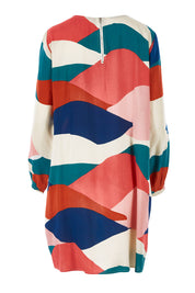 Product shot of the Katy Shift Dress in colour Horizon (Pink), from the back