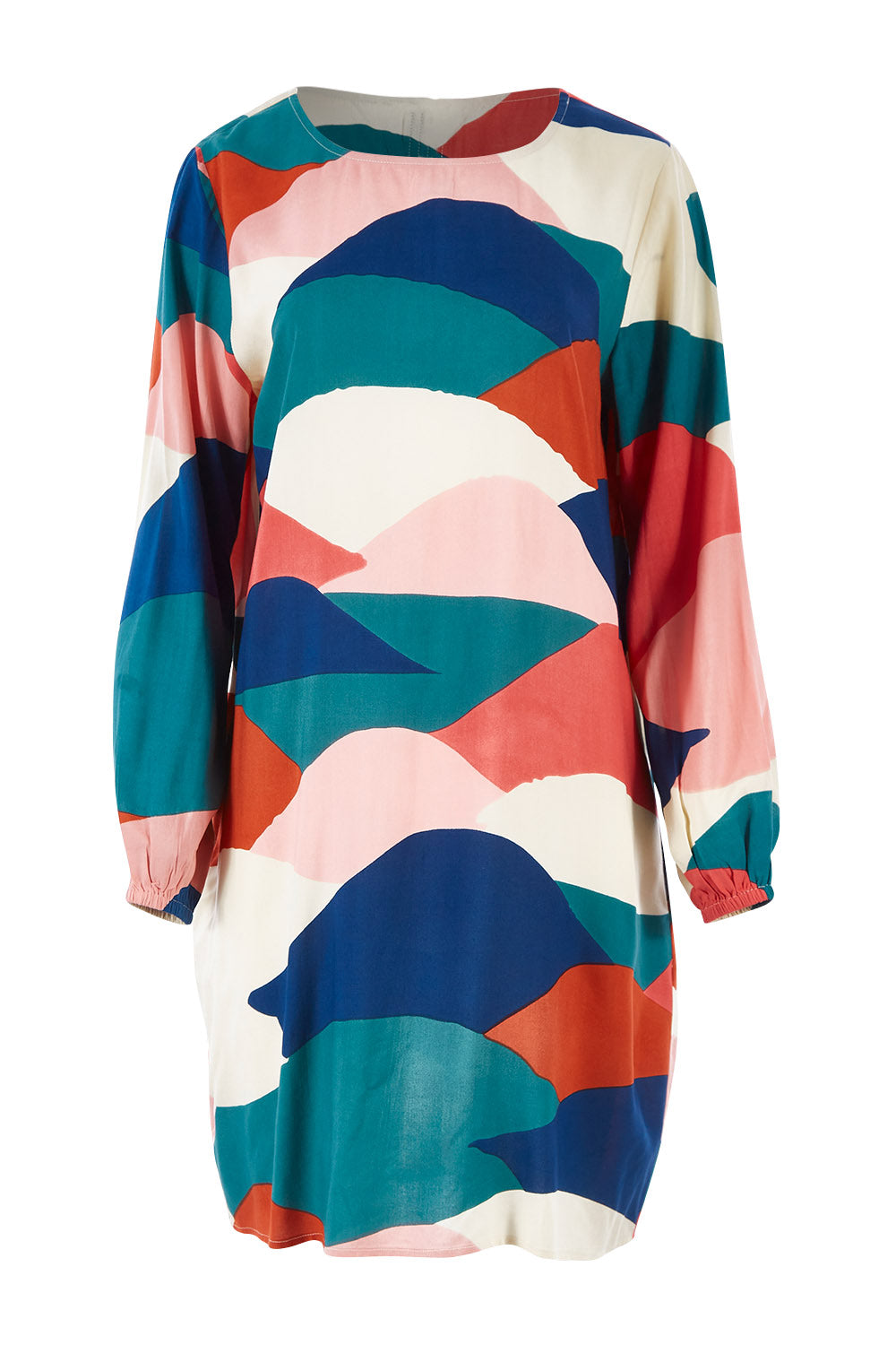 Product shot of the Katy Shift Dress in colour Horizon (Pink), from the front