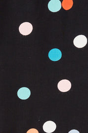 Product shot of the Katy Shift Dress in colour Dot (Black), detail