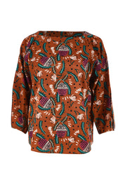 Product shot of the Clara Sleeve Detail Blouse in colour Banksia, from the front
