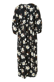 Product shot of the Alice Gathered Dress in colour Magnolia (Black), from the back