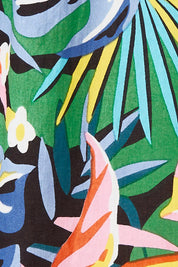 Product shot of the Julia 3/4 Sleeve Top in colour Rainforest (Blue), detail