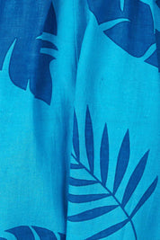 Product shot of the Lucy Bell Sleeve Dress in colour Palm (Blue), detail
