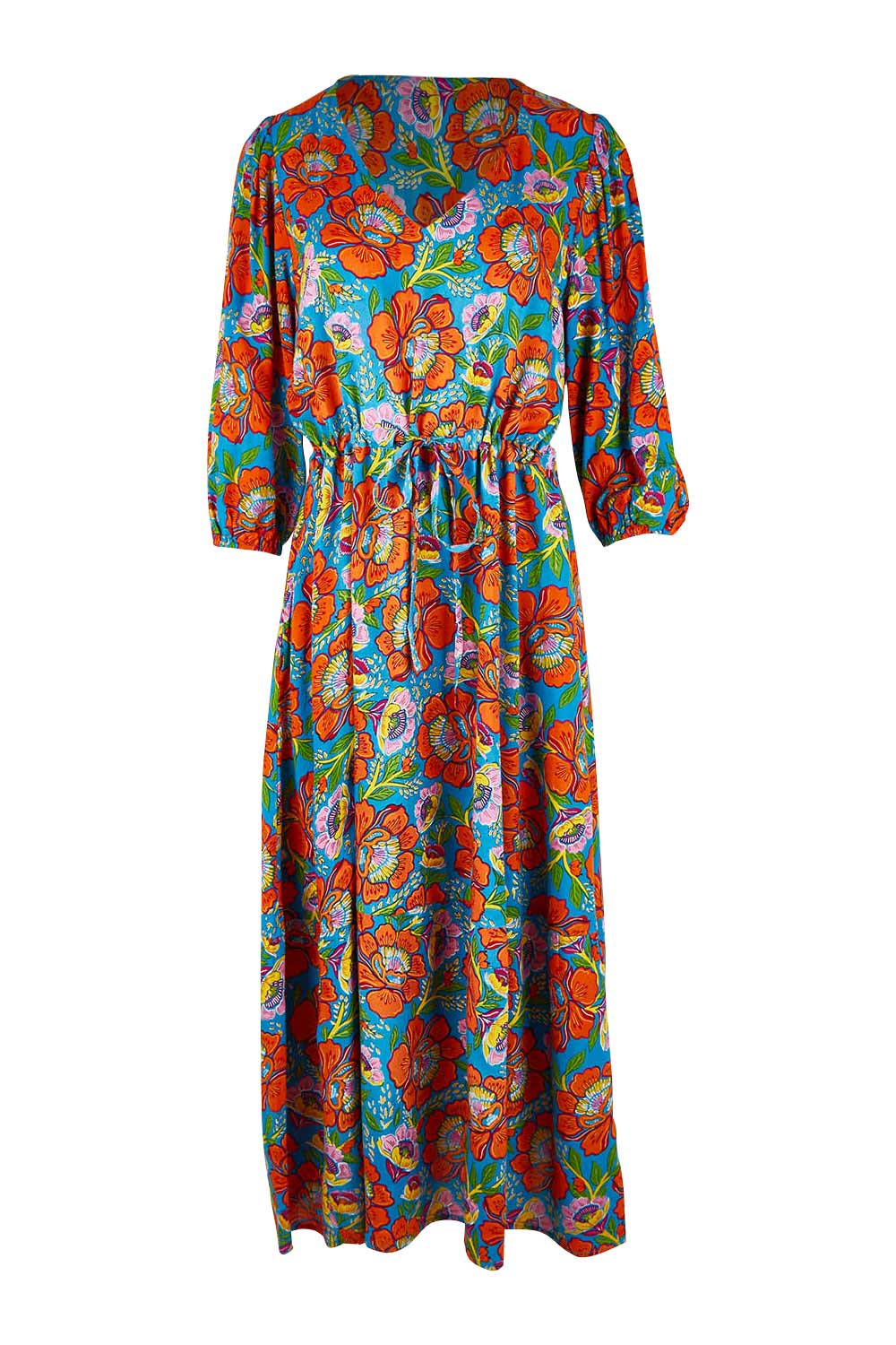 Product shot of the Gabriella Dress in colour Carnations (Blue), from the front