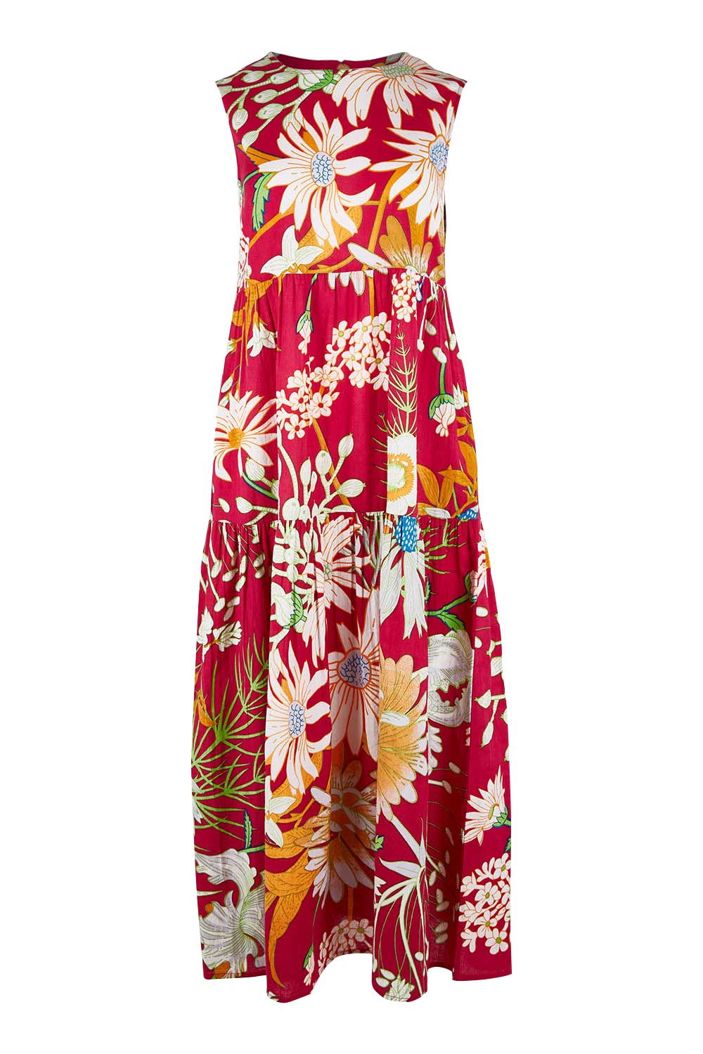 Product shot of the Monica Maxi Dress in colour Garden (Pink), from the front