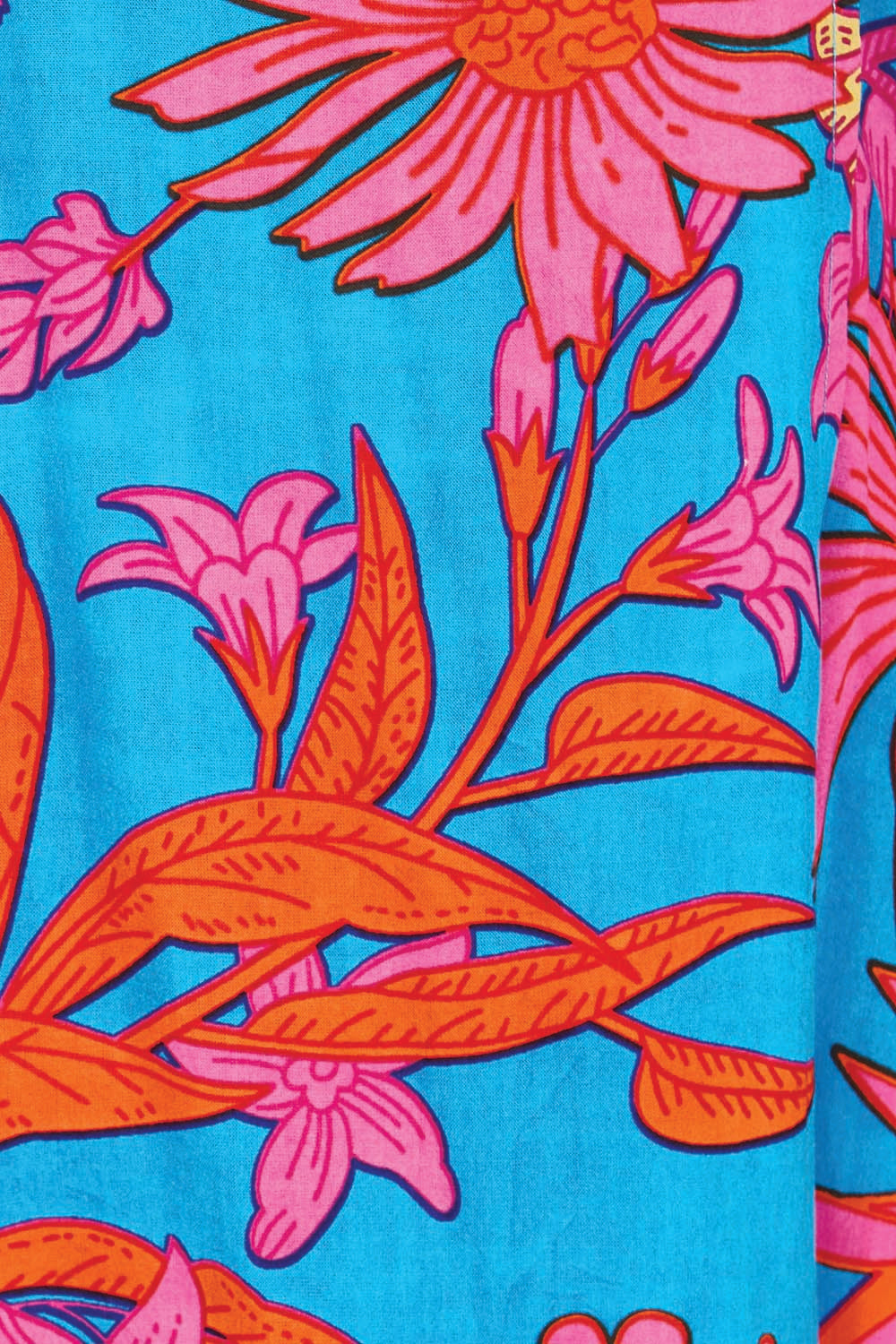 Product shot of the Daphne Maxi Wrap Dress – Bluegarden in colour Bluegarden, showing detail