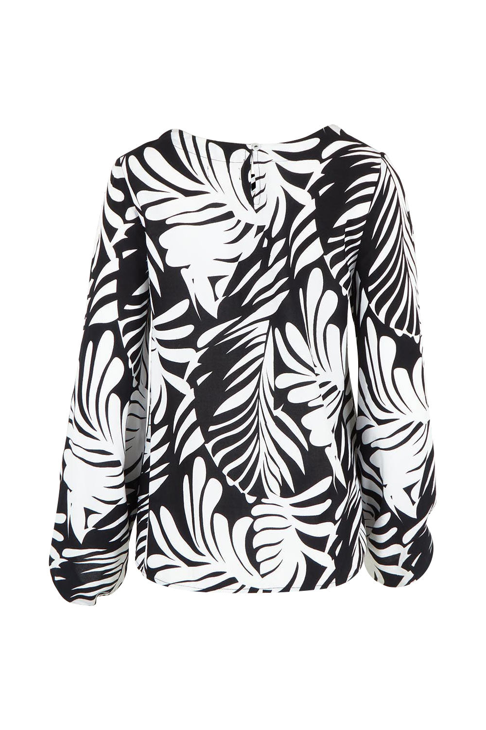 Product shot of the Harriet Blouse in colour Fern (Black), from the back