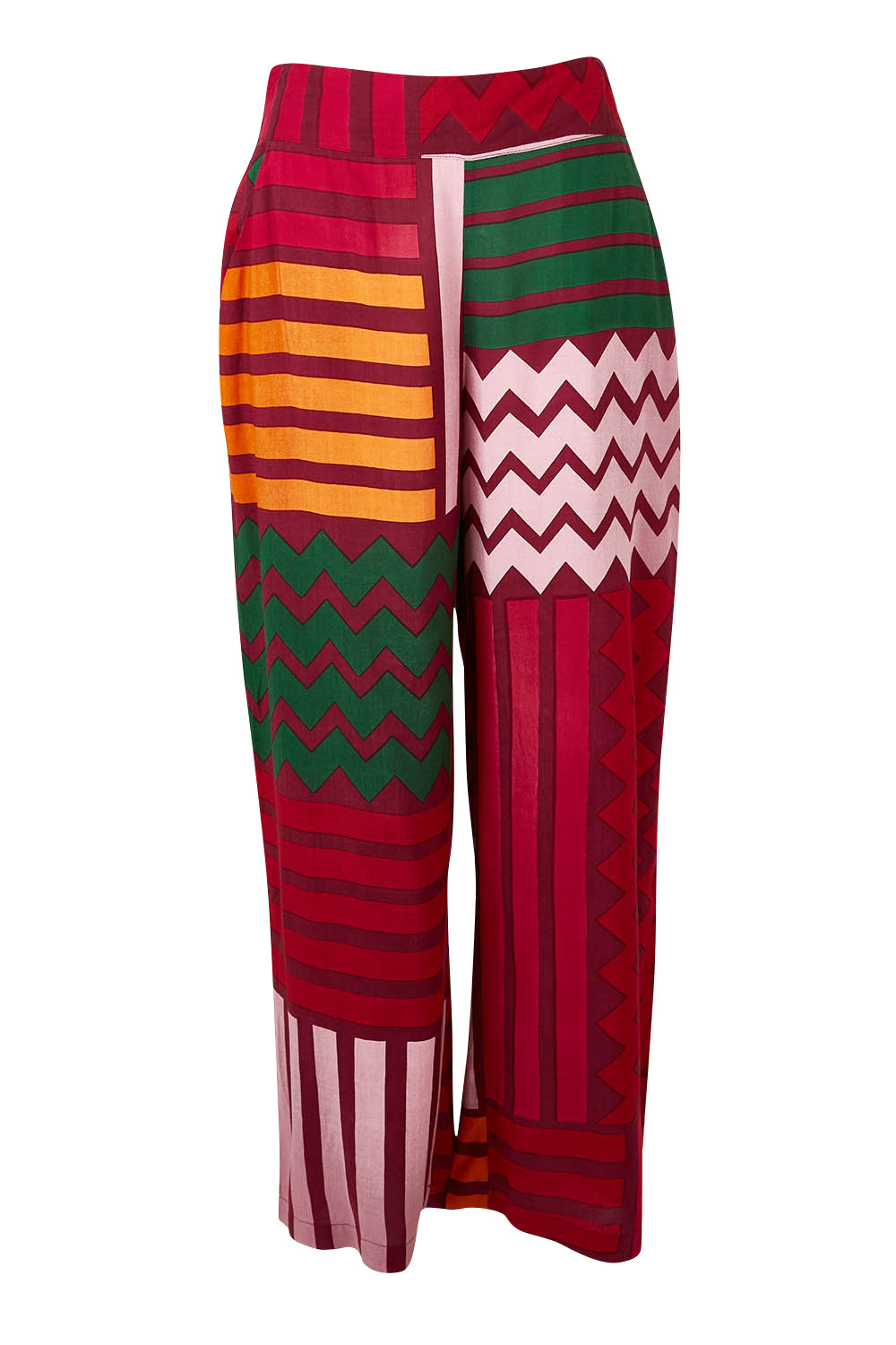 Product shot of the Andie Pant in colour Lines (Pink), from the front