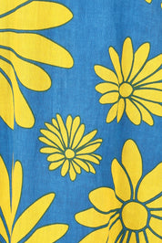Product shot of the Brooke Cotton V Neck Dress in colour Bolddaisy (Blue), detail